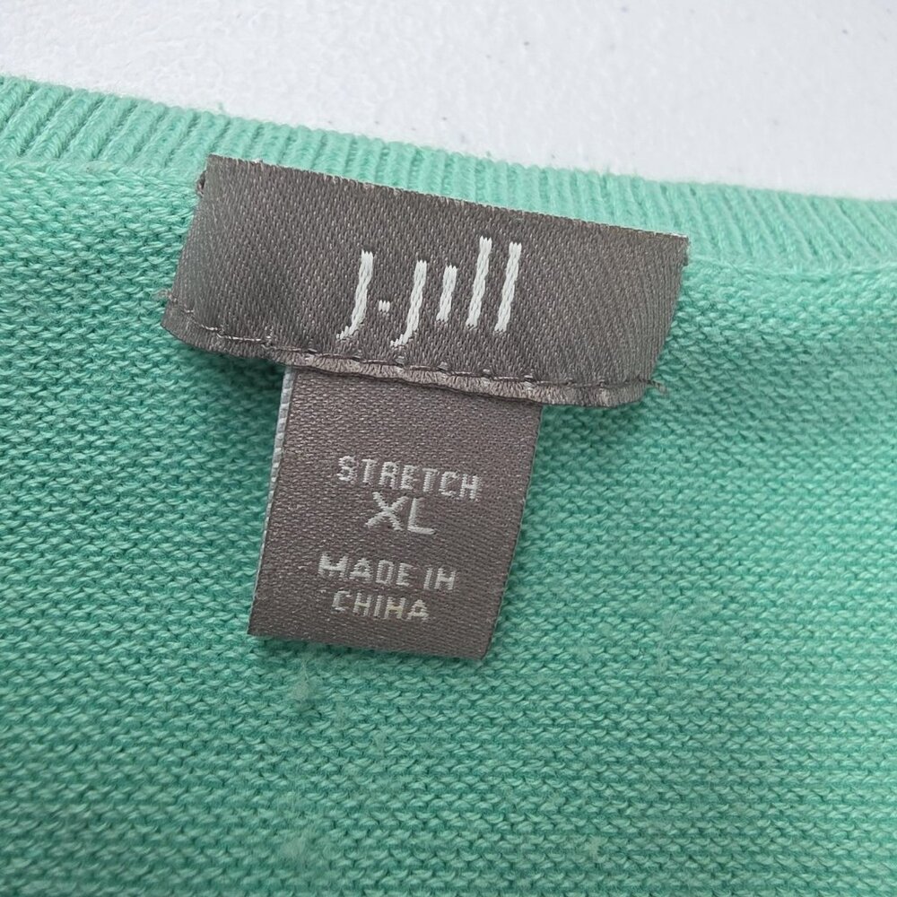 J Jill Cardigan Sweater Womens XL Mint Green Button Front Stretch Pockets Knit - Picture 6 of 8